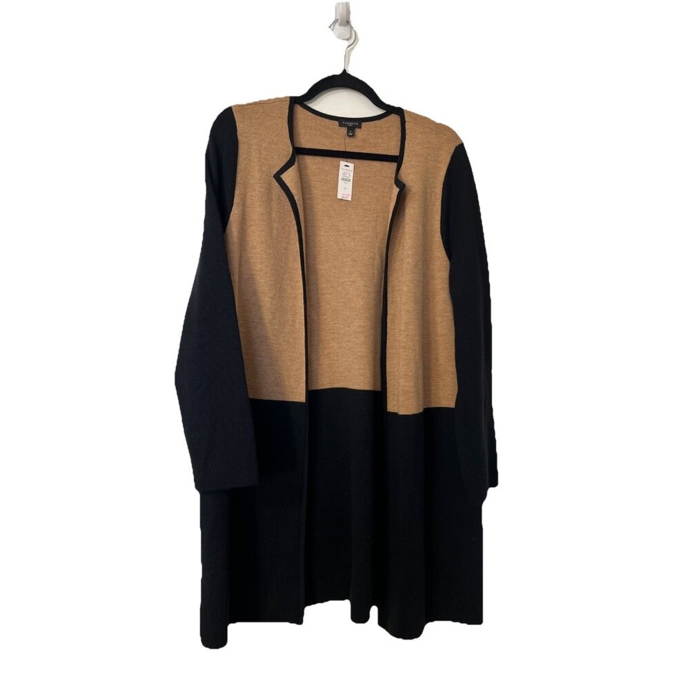 Talbots Plus Merino Wool‎ Color Block Long Open Cardigan Sweater Sz X MSRP $189
